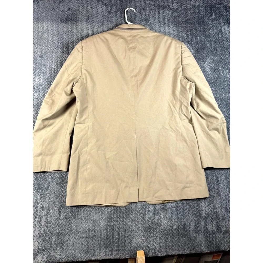 Mens Blazer‎ Jacket 44L Beige Single Breasted Lined Notch Lapel MADE IN USA